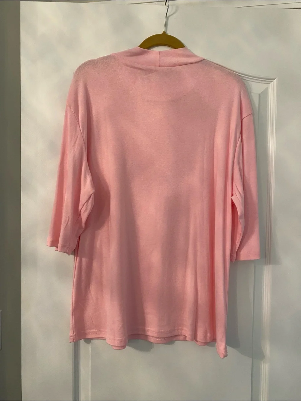 Macy's Light Pink Mock Neck Short Sleeve Tee - Picture 3 of 3